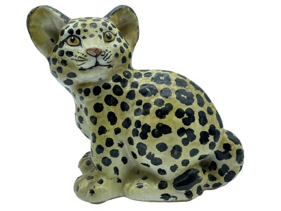 VTG ITALIAN MAJOLICA CERAMIC LEOPARD 8" (1 of 5)