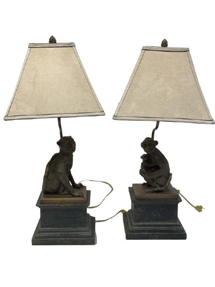 PAIR OF MAITLAND SMITH STYLE SINGERIE MONKEY LAMPS (1 of 10)