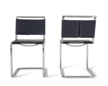 PAIR OF MARCEL BREUER CHROME LEATHER CHAIRS 34" (1 of 11)