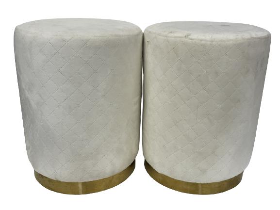 VINTAGE KARL SPRINGER STYLE POUF STOOLS 18" (1 of 6)