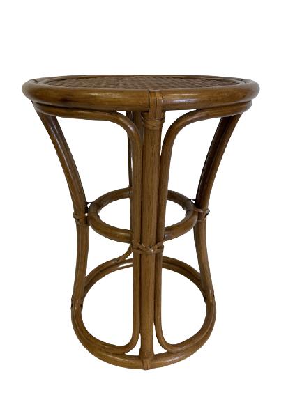 VINTAGE WICKER BAMBOO RATTAN SIDE TABLE 18" (1 of 8)