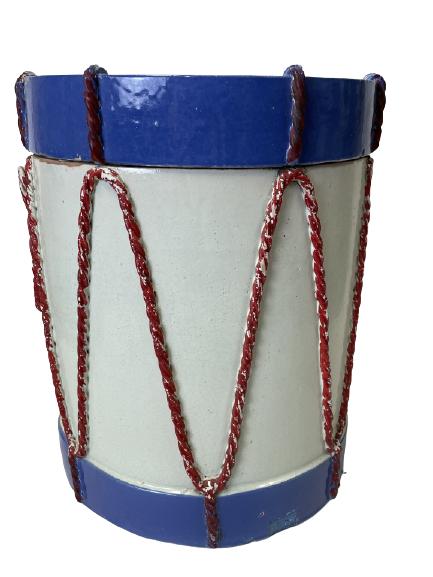 VINTAGE CERAMIC DRUM GARDEN PLANTER SIDE TABLE (1 of 7)