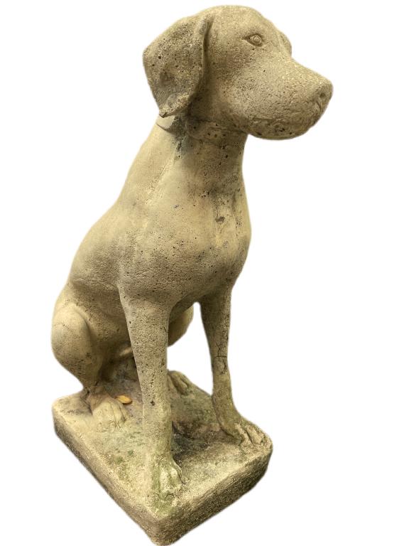 VINTAGE SITTING DOG OUTDOOR STONE STATUE 27" (1 of 10)