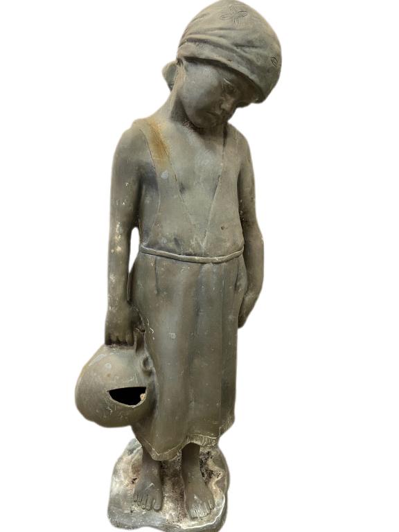 V. AURISICCHIO GIRL W BUCKET BRONZE STATUE 39" (1 of 14)