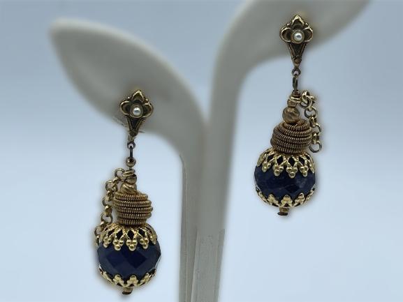 ALCOZER & jJ COBOLT BLUE AND GOLD DROP EARRINGS (1 of 3)