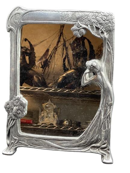 VINTAGE ART DECO SILVER STANDING MIRROR (1 of 6)