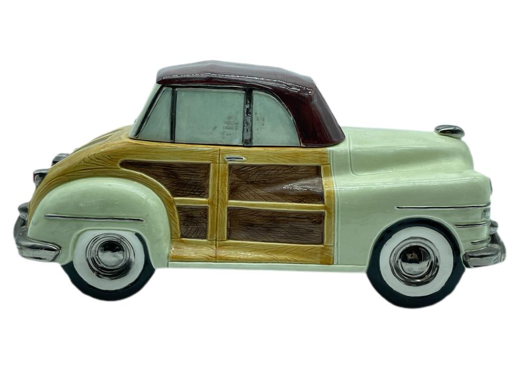 VTG OMNIBUS WOODY CAR COOKIE JAR CANNISTER 12" (1 of 6)