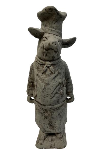 VTG PIG IN CHEF HAT STONE OUTDOOR SCULPTURE 24" (1 of 8)
