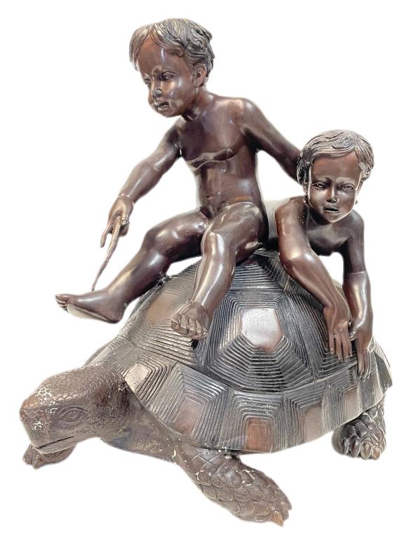 MAITLAND SMITH STYLE BRONZE TURTLE SCULPTURE 26" (1 of 10)
