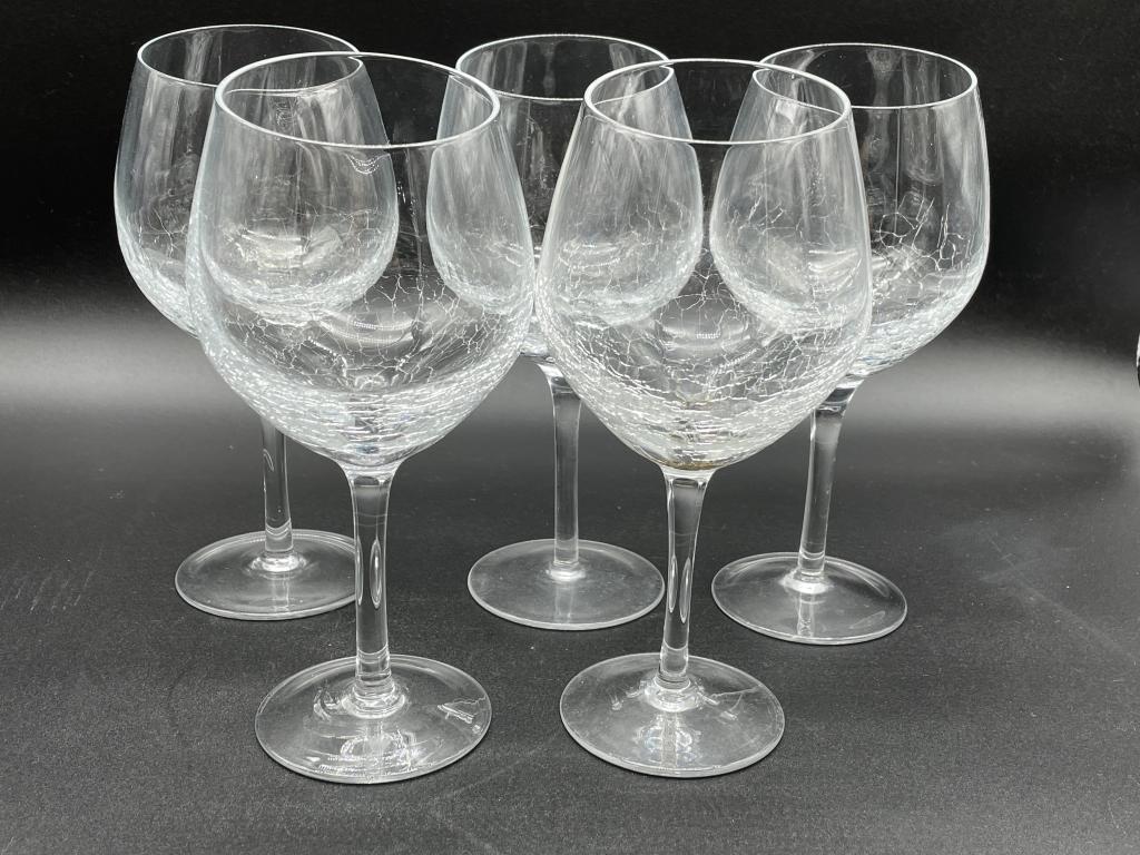 SET OF 5 TILTED WINE GOBLETS: SET OF 5 TILTED WINE GOBLETS