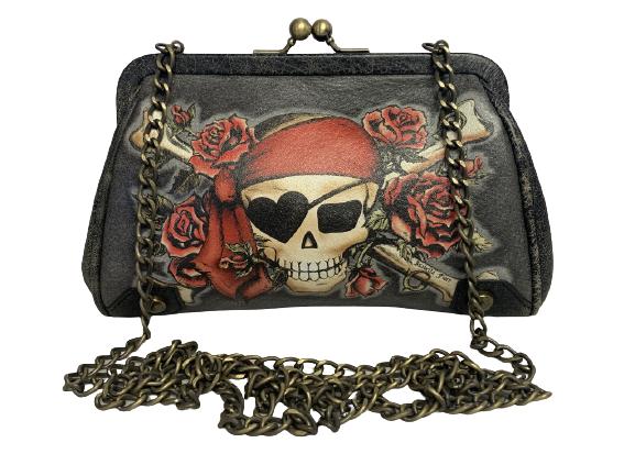 ISABELLA FIORE SKELTON LEATHER CLUTCH HANDBAG (1 of 5)