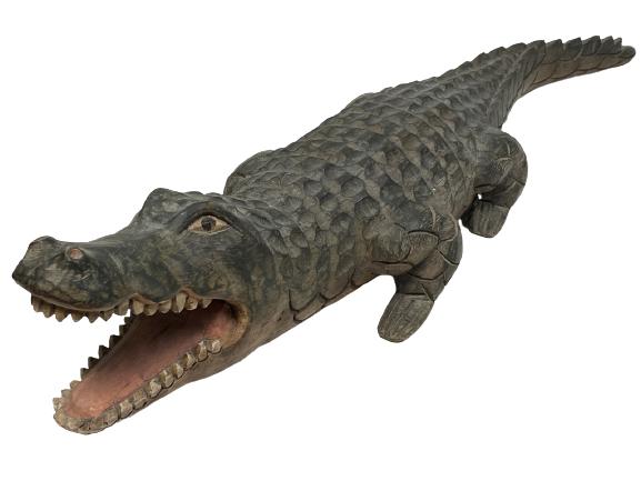 VINTAGE CARVED WOOD ALLIGATOR 36" (1 of 9)