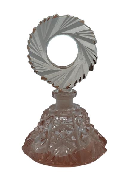 VINTAGE DECO STYLE PINK GLASS PERFUME BOTTLE 5" (1 of 2)