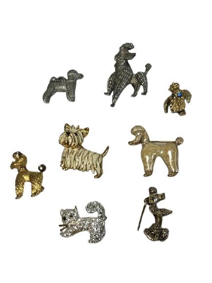 VINTAGE LOT OF POODLE PINS OR BROOCHES (1 of 1)