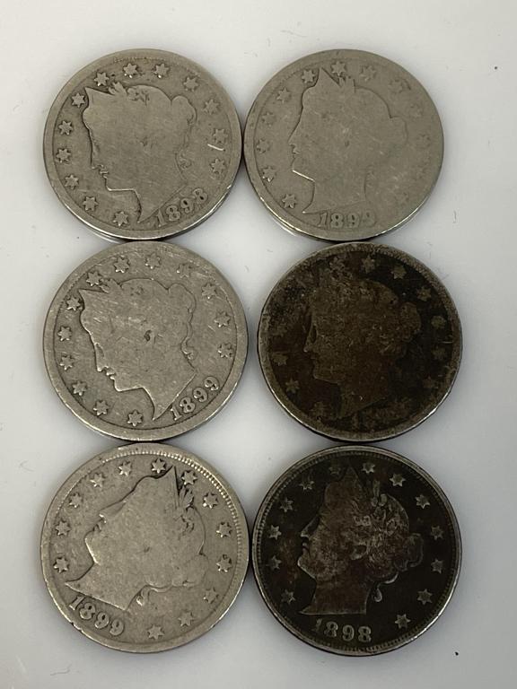 1898- 1899 ANTIQUE HIGH GRADE V NICKELS CURRENCY (1 of 1)