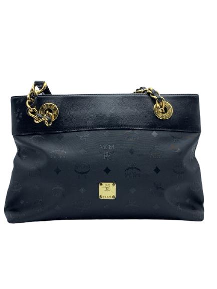 VTG MCM BLACK VISETOS CANVAS CHAIN TOTEBAG (1 of 6)