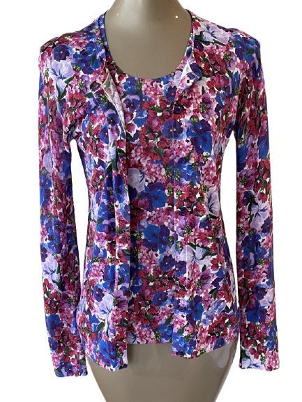 ESCADA PINK AND PURPLE FLORAL TWIN SET SZ S: ESCADA PINK AND PURPLE FLORAL TWIN SET SZ S -VERY GOOD PREOWNED CONDITION