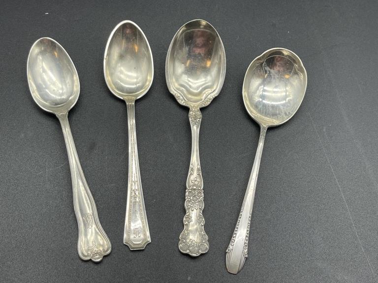 LOT OF 4 STERLING SILVER VINTAGE SPOONS (1 of 4)