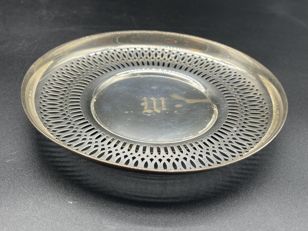 VTG STERLING SILVER FOOTED PLATTER  154G (1 of 5)