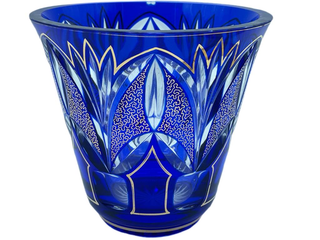 GORGEOUS BOHEMIAN COBOLT BLUE CUT CRYSTAL VASE (1 of 5)