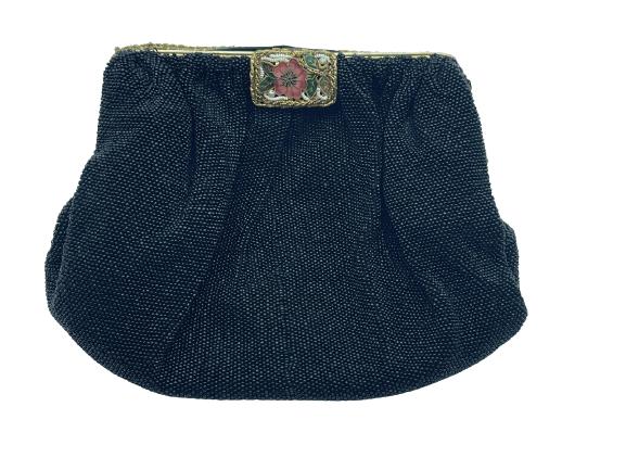 PRETTY VINTAGE BEADED BLACK PURSE (1 of 6)