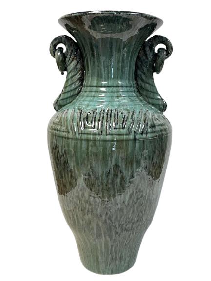 LARGE CELADON GLAZE CERAMIC PLANTER VASE URN (1 of 6)