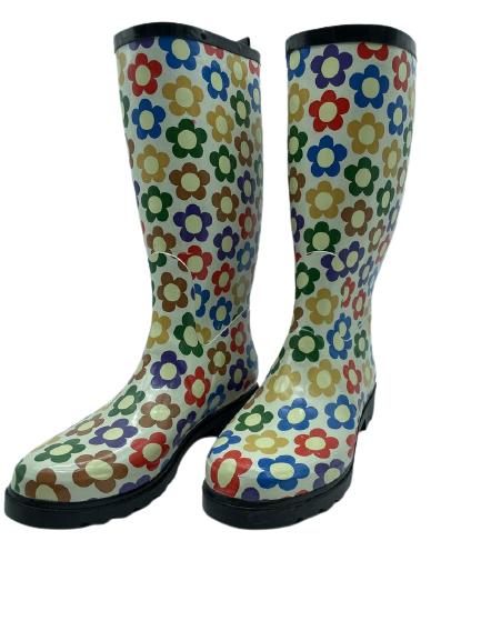 COLORFUL WOMEN'S FLOWER POWER RAINBOOTS SZ 40: COLORFUL WOMEN'S FLOWER POWER RAINBOOTS SZ 40