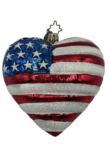 HEART AMERICAN FLAG CHRISTMAS ORNAMENT: HEART AMERICAN FLAG CHRISTMAS ORNAMENT