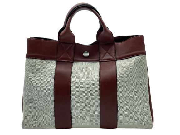 VTG HERMES BEIGE/TERRACOTTA CANVAS FOOL TOE TOTE (1 of 7)