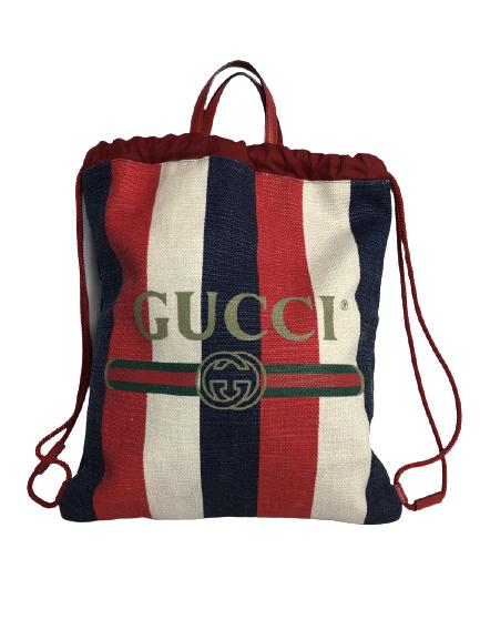 VTG GUCCI LOGO PRINT DRAWSTRING BACKPACK (1 of 6)