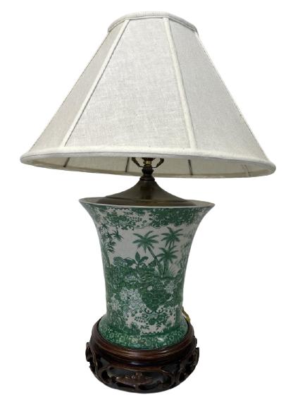 VTG ASIAN STYLE PALM TREE CERAMIC TABLE LAMP 24" (1 of 8)