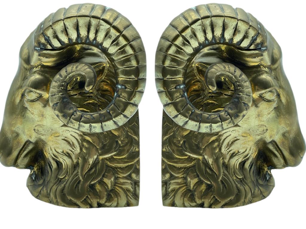 PAIR OF MID CENTURY MODERN STYLE RAM BOOKENDS (1 of 5)