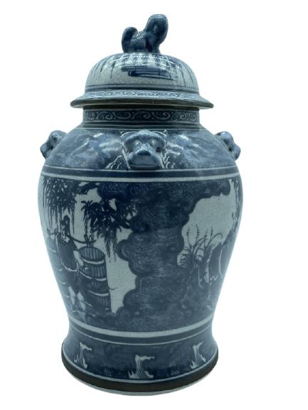 VINTAGE MAITLAND SMITH STYLE BLUE & WHITE VASE 14" (1 of 5)