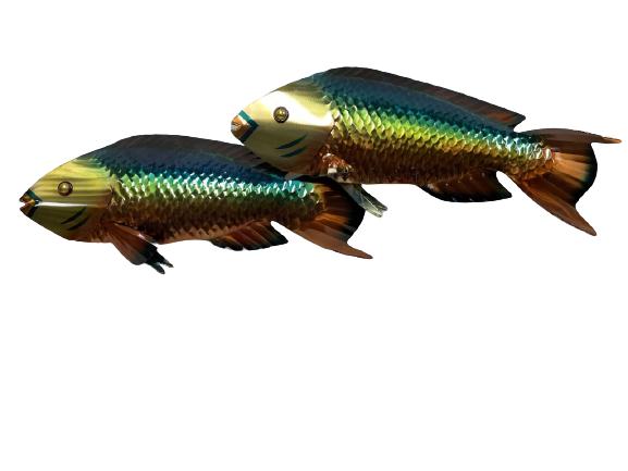 IRREDESCENT FINISH METAL FISH WALL SCULPTURE 36" (1 of 6)