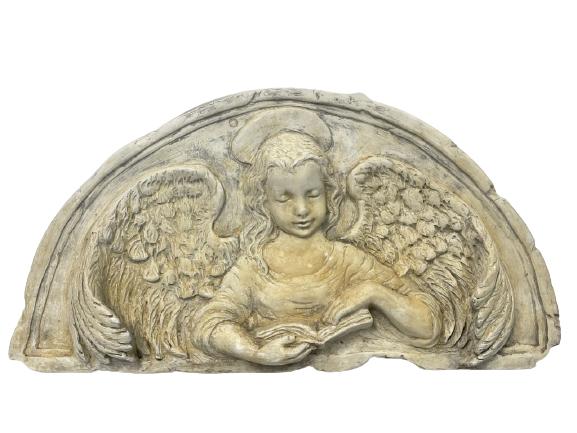 CARVED RELIEF STYLE CHERUB ANGEL WALL PLAQUE 20" (1 of 2)