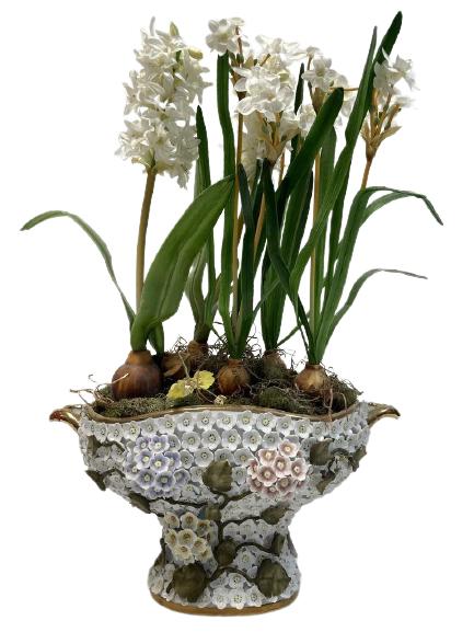 CAPODIMONTE STYLE PLANTER W FAUX HYACINTH PLANT (1 of 8)