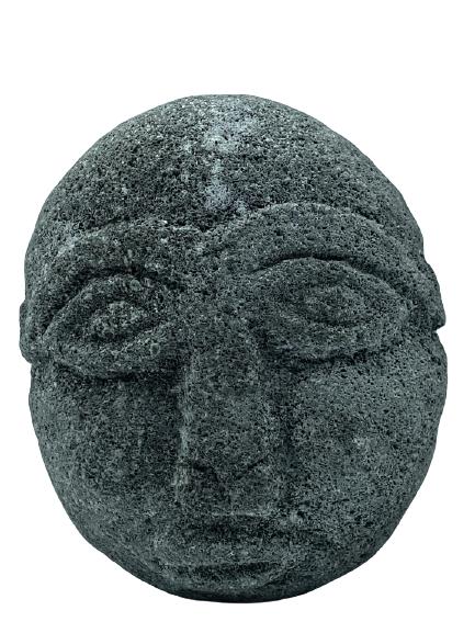 CARVED BLACK LAVA ROCK FACE SCULPTURE 5" (1 of 4)