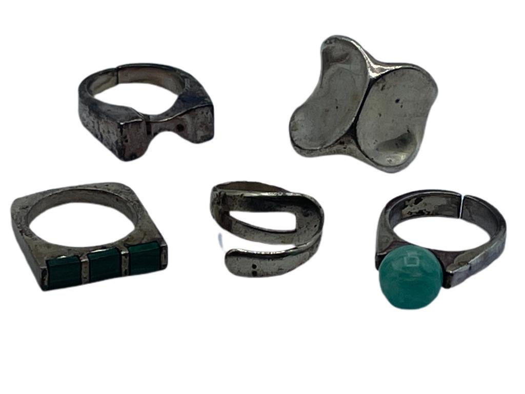 LOT OF 5 MEXICAN STERLING RINGS (1 of 8)