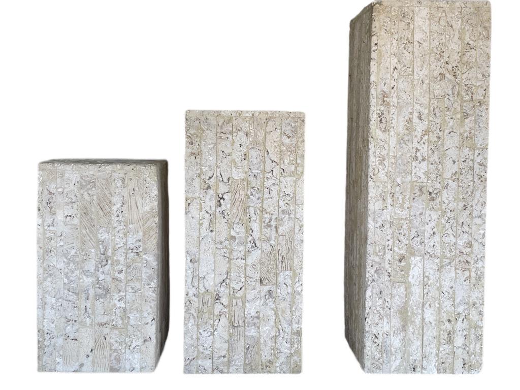 TALL SET OF 3 MID CENTURY  FOSSILIZED PEDESTALS 51" (1 of 10)