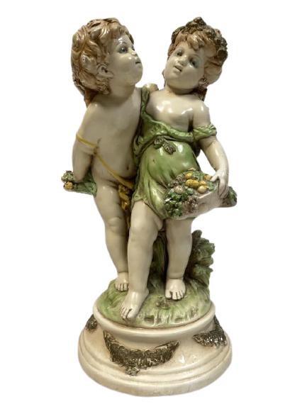 VINTAGE VENETIAN STYLE CHERUB CHILDREN STATUE 20" (1 of 6)