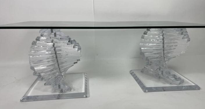 KARL SPRINGER STACKED LUCITE COFFEE TABLE 14" (1 of 1)