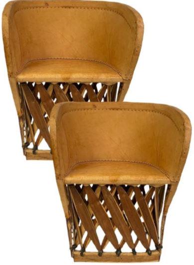 PAIR OF VINTAGE MEXICAN EQUIPALE BARRELL CHAIRS (1 of 6)