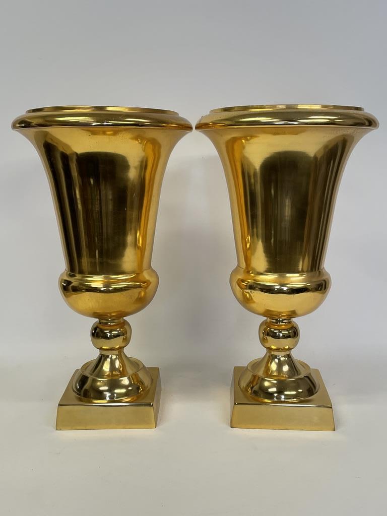 MID CENTURY MODERN BRASS FINISH METAL VASES 22" (1 of 15)