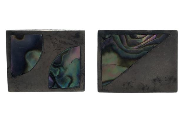 VINTAGE STERLING SILVER CUFFLINKS - MOP INLAY (1 of 4)
