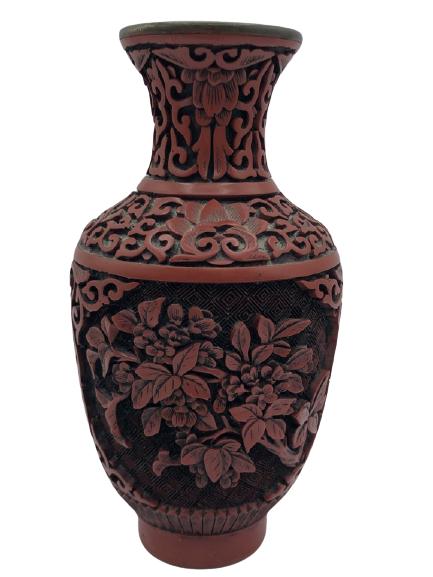 VINTAGE ASIAN CINNABAR VASE (1 of 2)