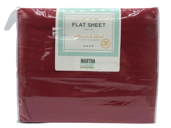 NEW! MARTHA STUART RED 250 CT KING FLAT SHEET (1 of 1)