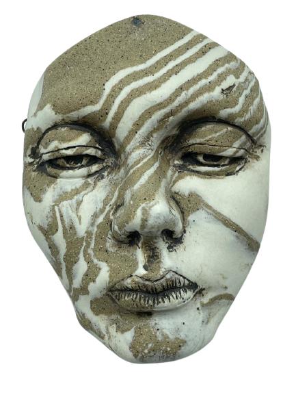 MICHAEL BARNES SIGNED STONEWARE CERAMIC MASK 6" (1 of 3)