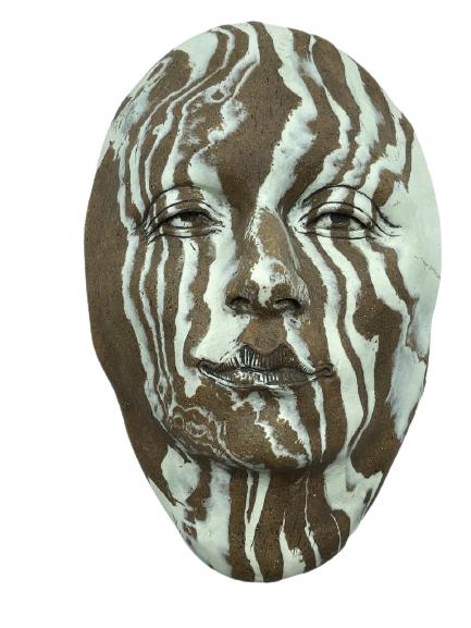 MICHAEL BARNES SIGNED STONEWARE CERAMIC MASK 11" (1 of 5)