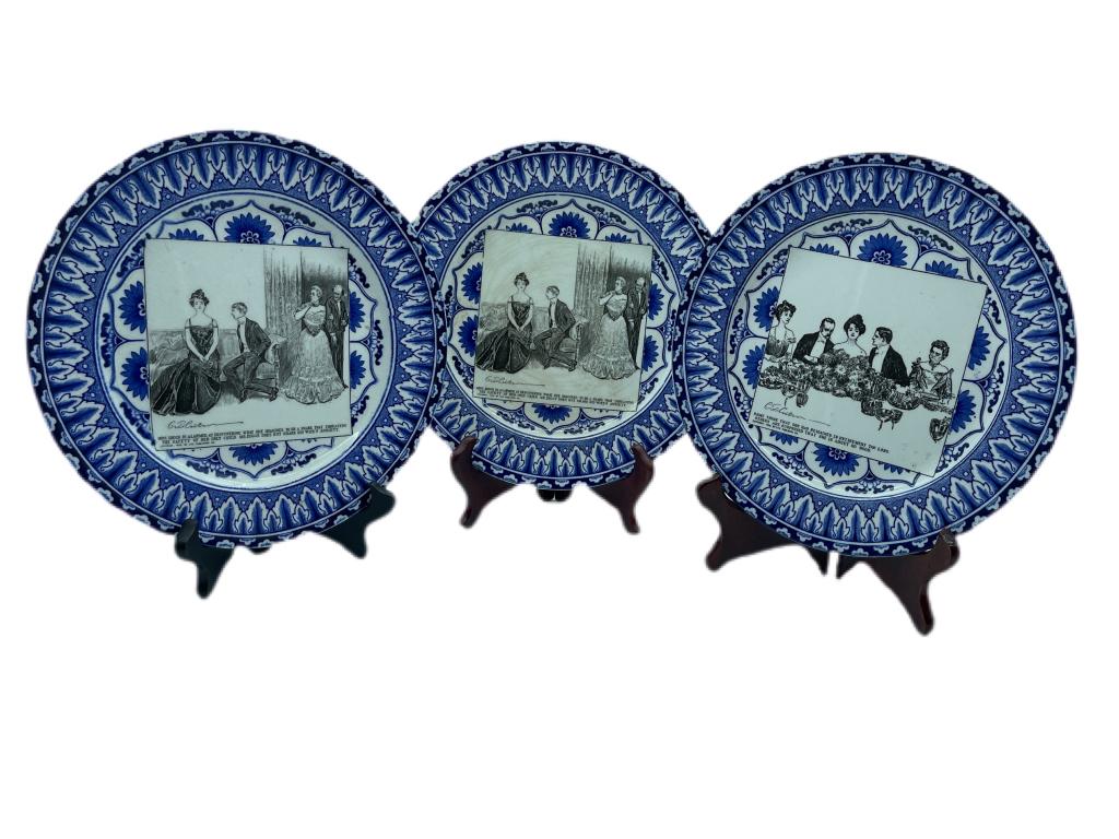 3 ANTIQUE ROYAL DOULTON "GIBSON GIRL" PLATES: 3 ANTIQUE ROYAL DOULTON "GIBSON GIRL" PLATES