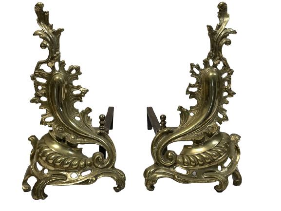 VINTAGE CAST IRON FIREPLACE ANDIRONS 16": VINTAGE CAST IRON FIREPLACE ANDIRONS-16" X 9" X 20" APPROX EACHGOOD CONDITION WEAR CONSISTENT WITH AGE AND USE-DP11421
